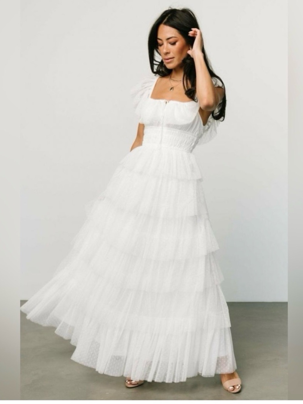 Petal & Pup Belle Swiss Dot Tulle
Tiered Maxi Dress, Size M, EUC!